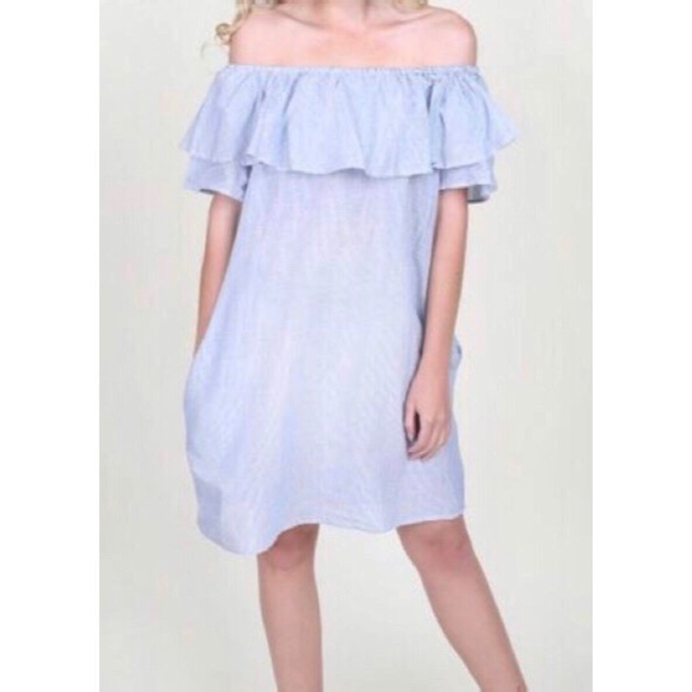 ALTAR’D STATE blue striped off shoulder dress